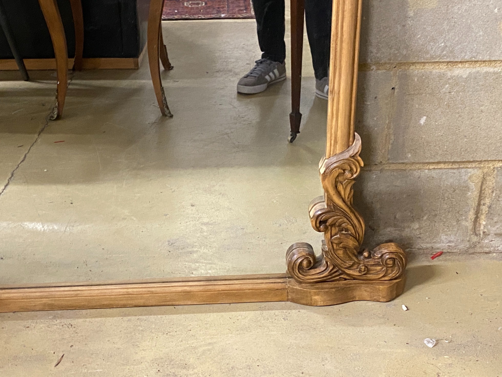A Victorian style carved beech overmantel mirror, width 120cm, height 124cm